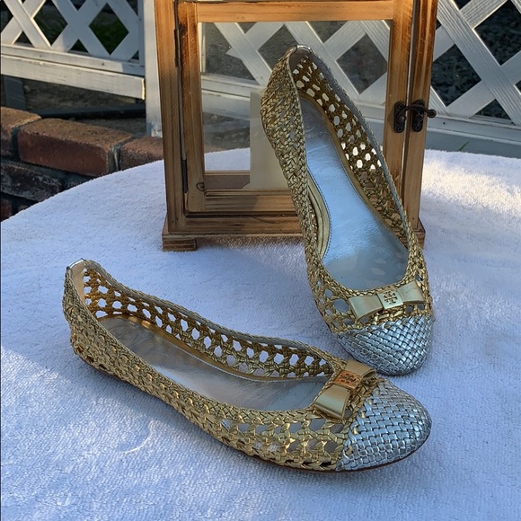 Tory Burch Carlyle Gold and silver flats - Picture 11 of 12